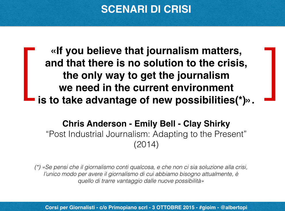 Giornalisti imprenditori, scenari di crisi