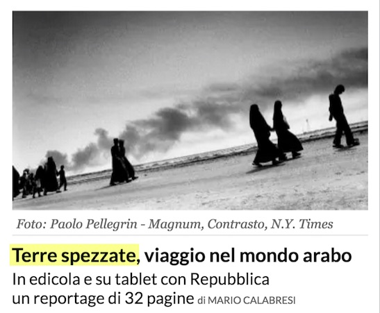 In questa immagine, dal sito di Repubblica.it, sembra addirittura che il reportage sia di Mario Calabresi