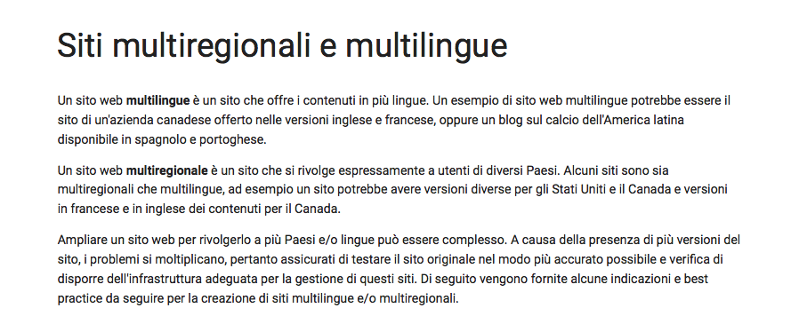 SEO sito multilingue