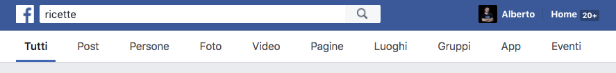 La barra di Facebook come motore di ricerca in italiano