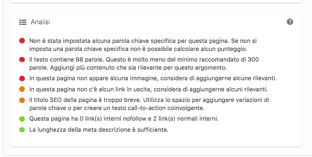 Yoast valuta in questo modo i testi per la SEO